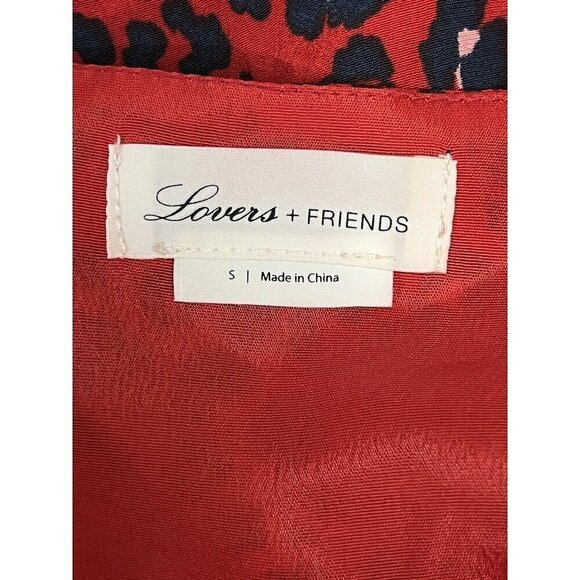 Lovers + Friends Valentina Top Small Red‎ Animal Print Cinch Front Flutter S/S - Picture 11 of 16